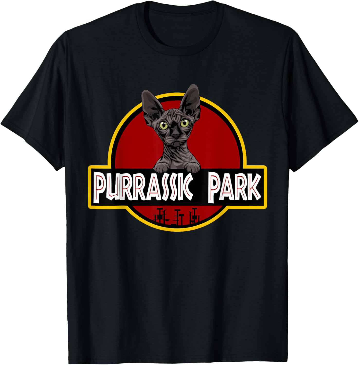 Black Sphynx Cat Cute Funny Cat Lover Parody T-Shirt - T-Shirt | Black