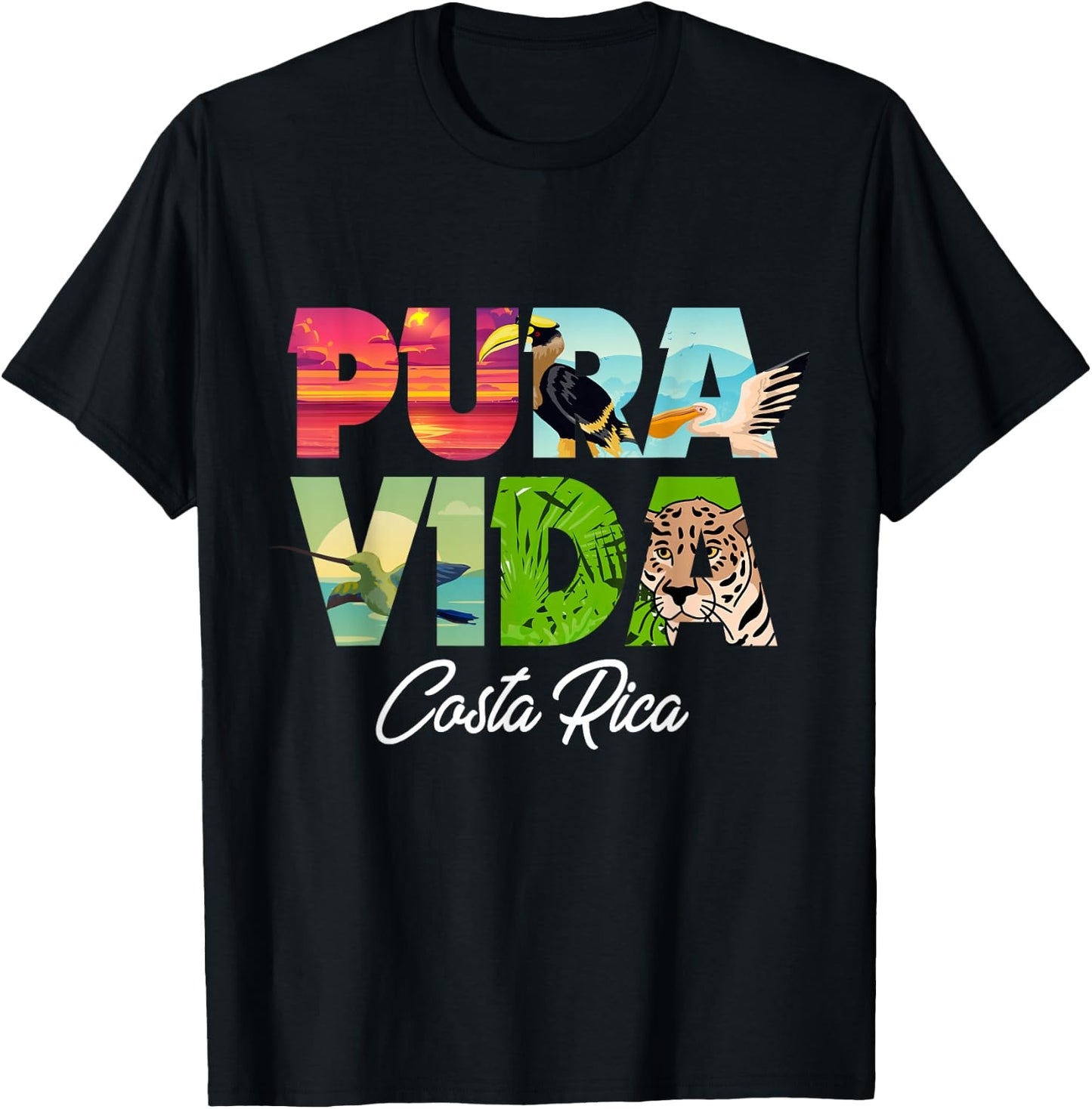 Pura Vida Costa Rica Souvenir - Cool Central America Travel T-Shirt - T-Shirt | Black
