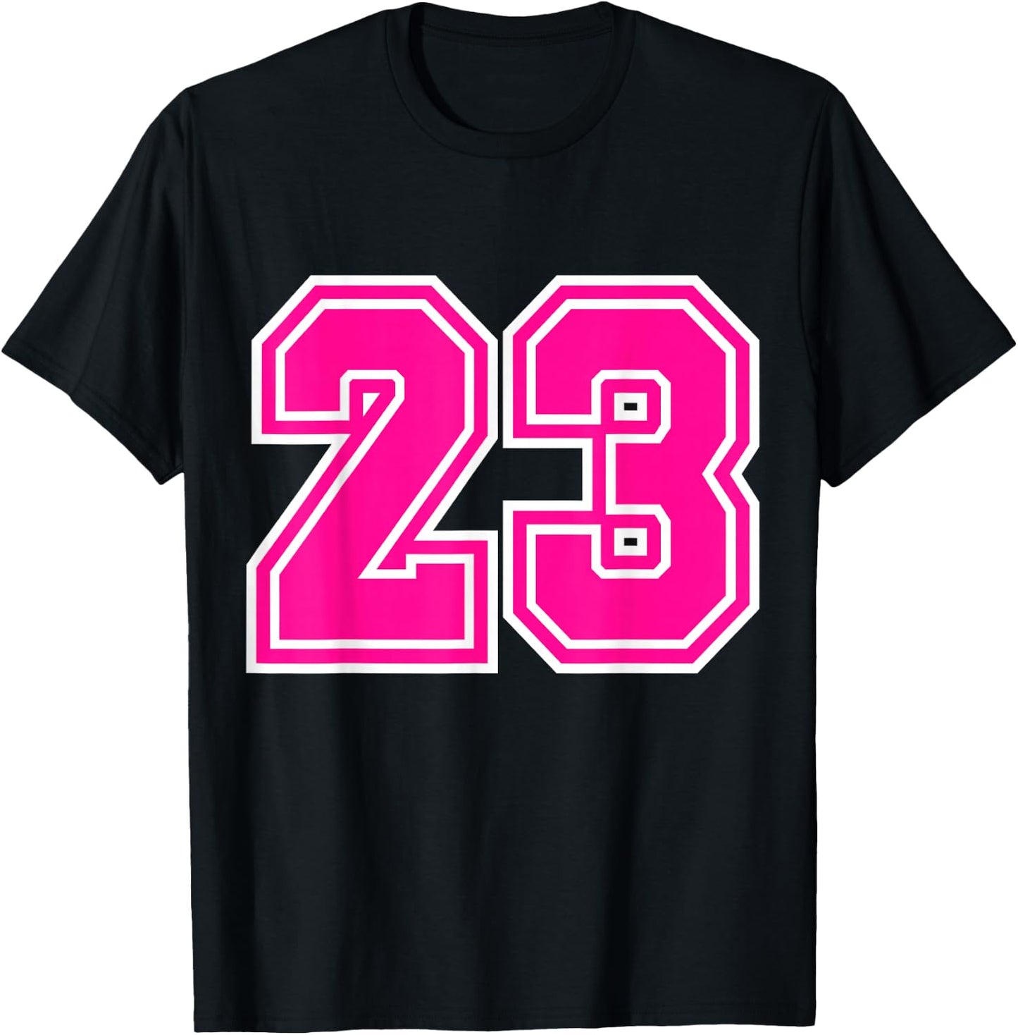 Number #23 Pink Sports Team T-Shirt - T-Shirt | Black