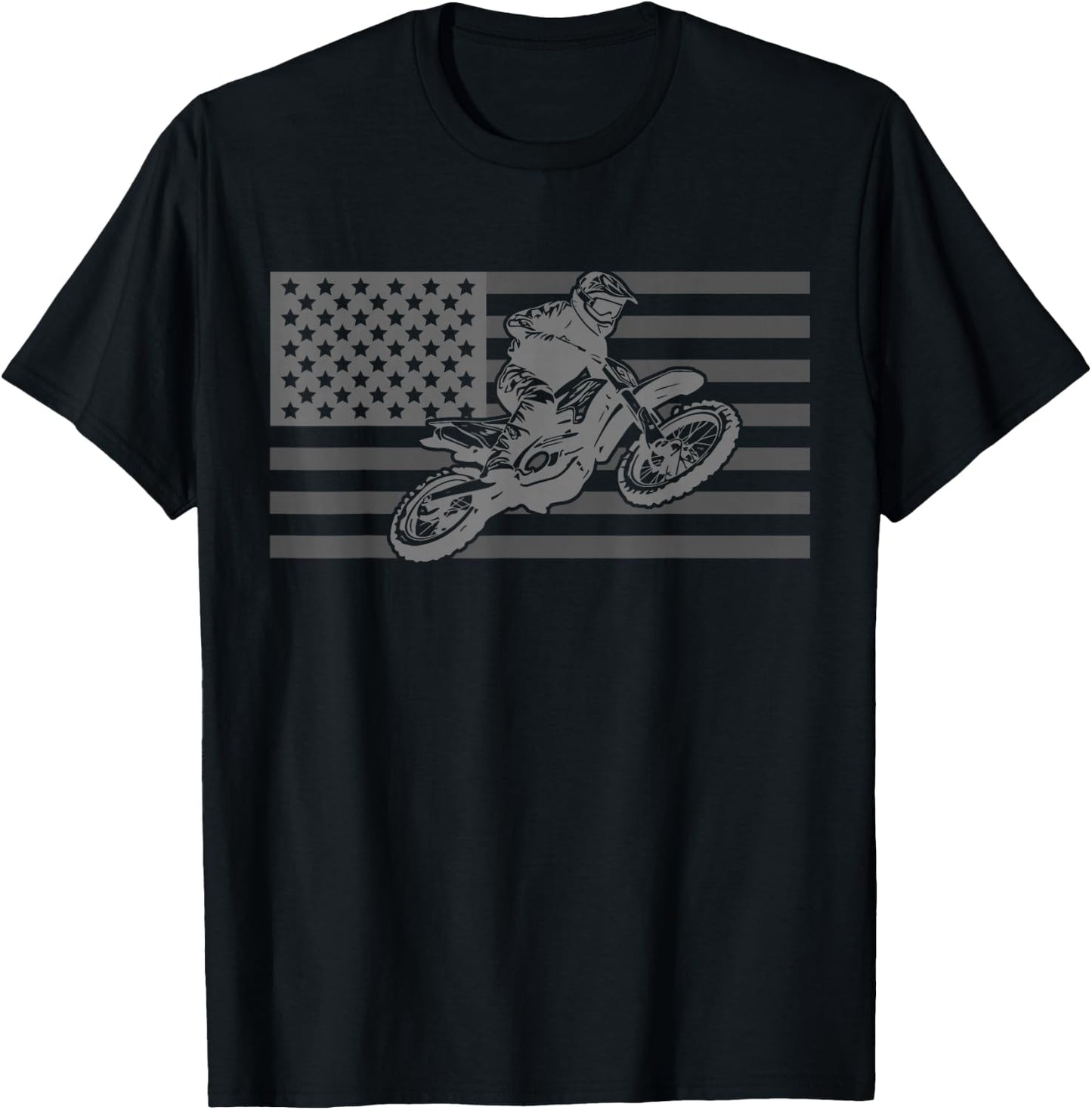 American Flag Motocross Apparel - Dirt Bike Motocross T-Shirt - T-Shirt | Black