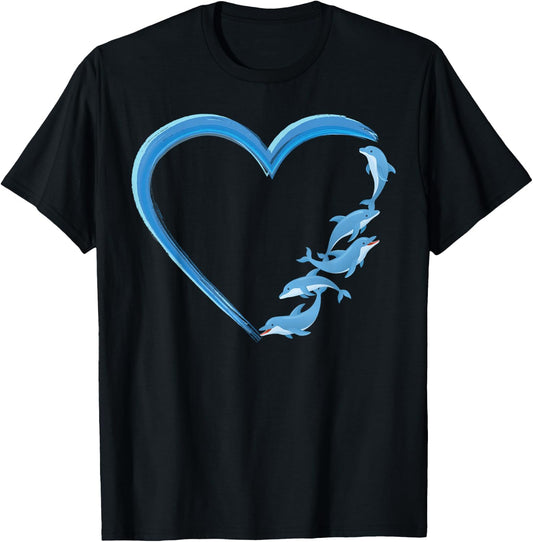 Dolphin Heart T-Shirt - T-Shirt | Black