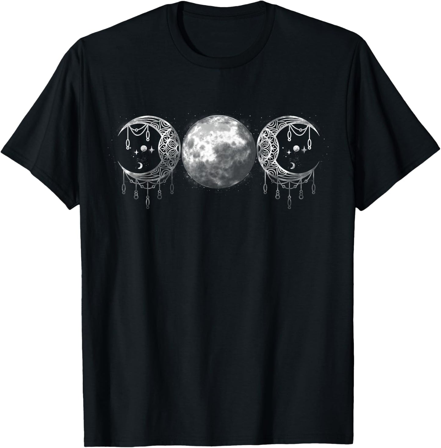 Wiccan Triple-Moon Goddess Feminist Pagan Witch Halloween T-Shirt - T-Shirt | Black
