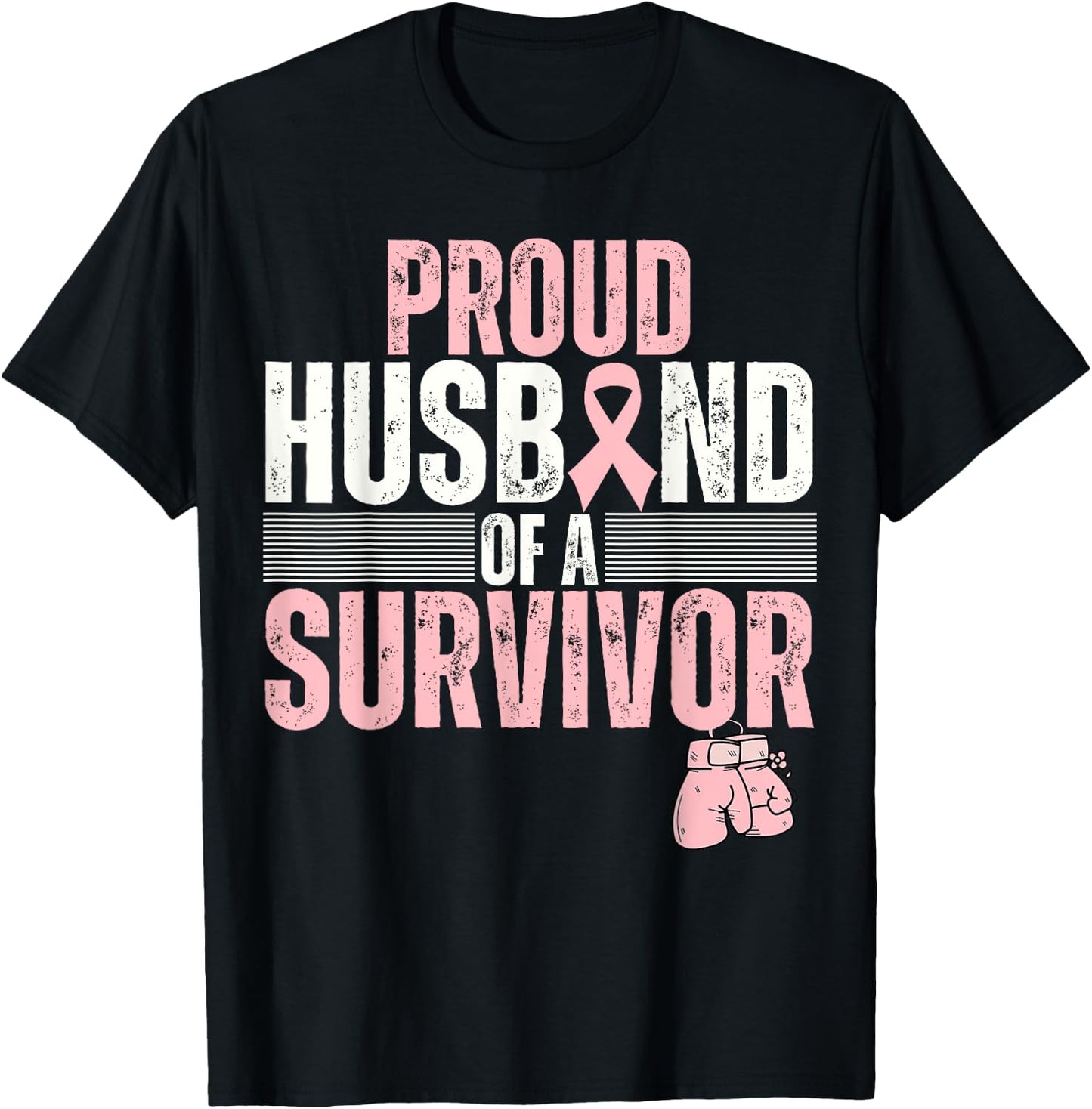 Proud Husband Of Survivor Breast Cancer Survivor Awareness T-Shirt - T-Shirt | Black