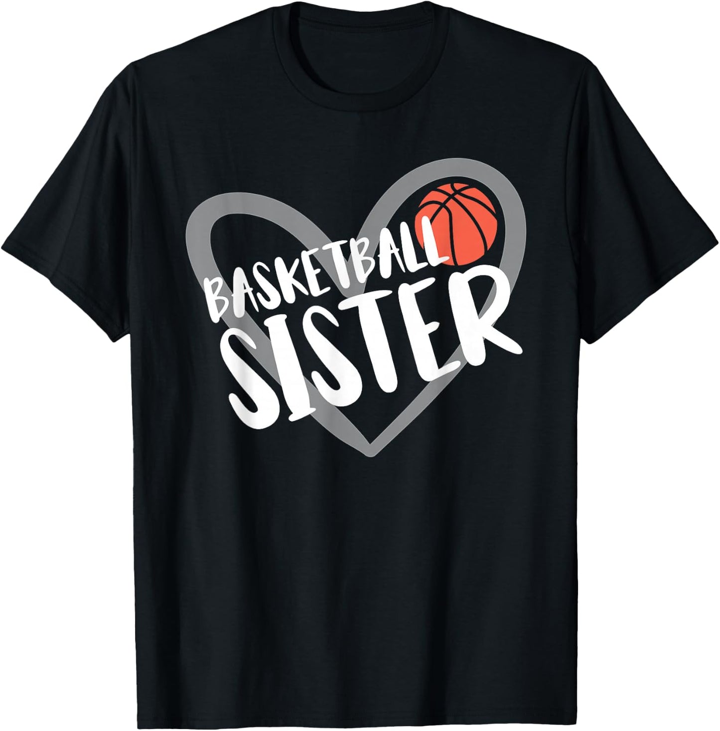 Basketball Sister Heart T-Shirt - T-Shirt | Black