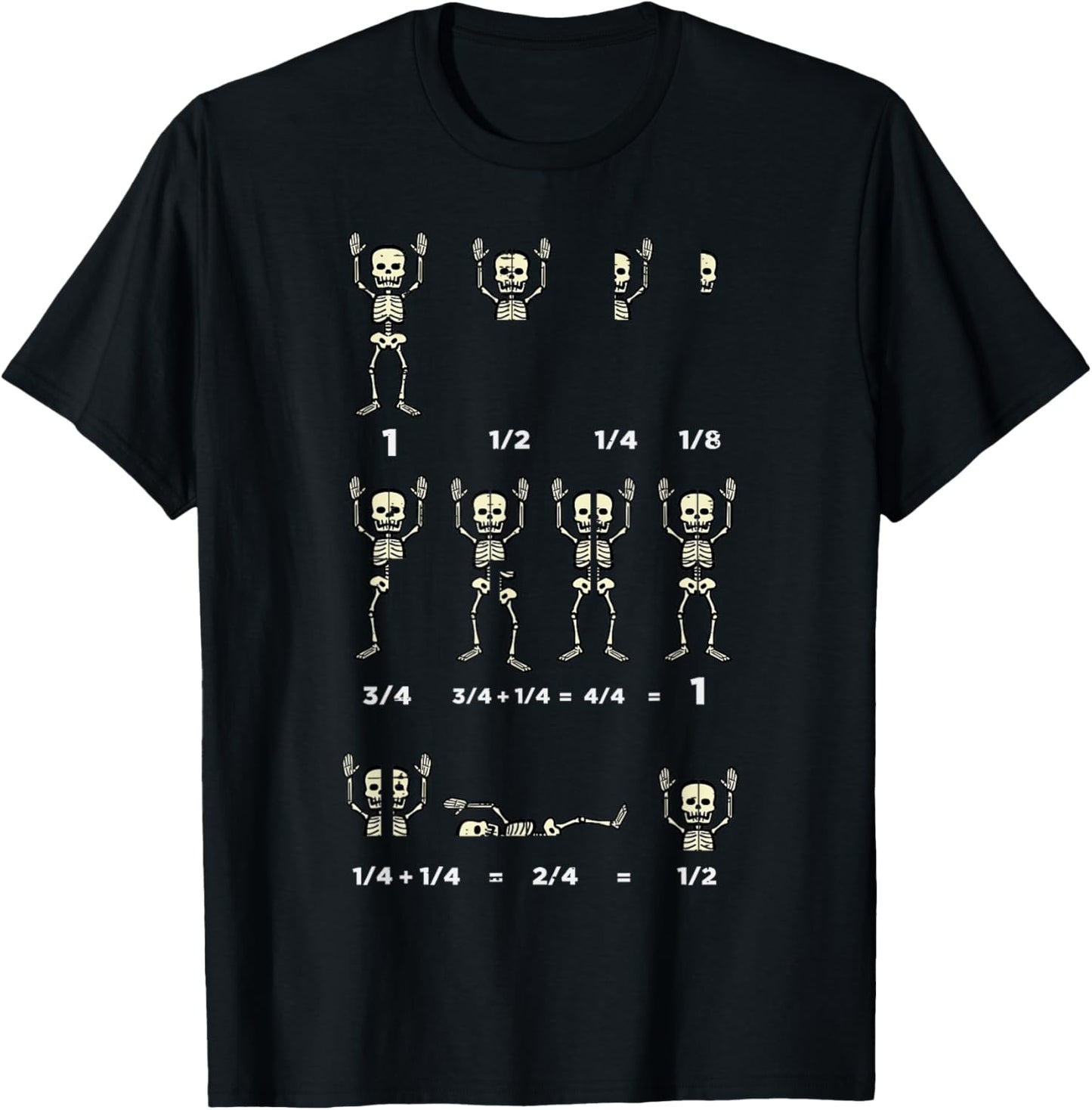 Halloween Skeleton Math Fraction Funny Teacher Men Women T-Shirt - T-Shirt | Black