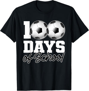 100 Days of School Soccer Ball 100th Day School Gym Teacher Women Girls Kids T-Shirt - T-Shirt | Black