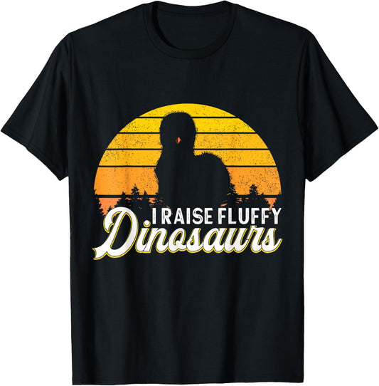 Silkie Chicken Farmer I Raise Dinosaurs Chinese Silk Chicken T-Shirt - T-Shirt | Black