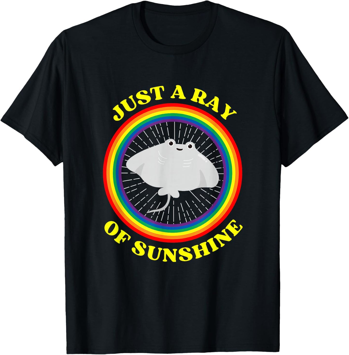 Stingray Of Sunshine Funny Stingray Rainbow T-Shirt - T-Shirt | Black