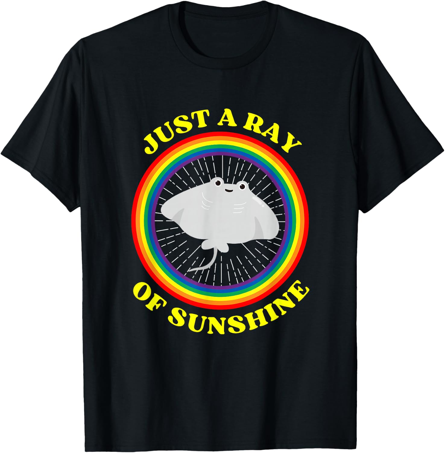 Stingray Of Sunshine Funny Stingray Rainbow T-Shirt - T-Shirt | Black