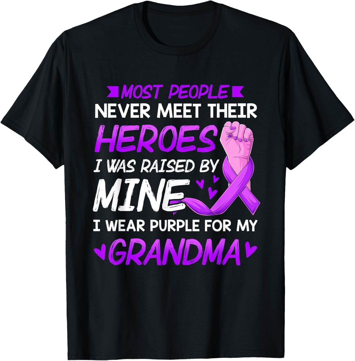 My Heroes I Wear Purple For My Grandma Pancreatic Cancer T-Shirt - T-Shirt | Black
