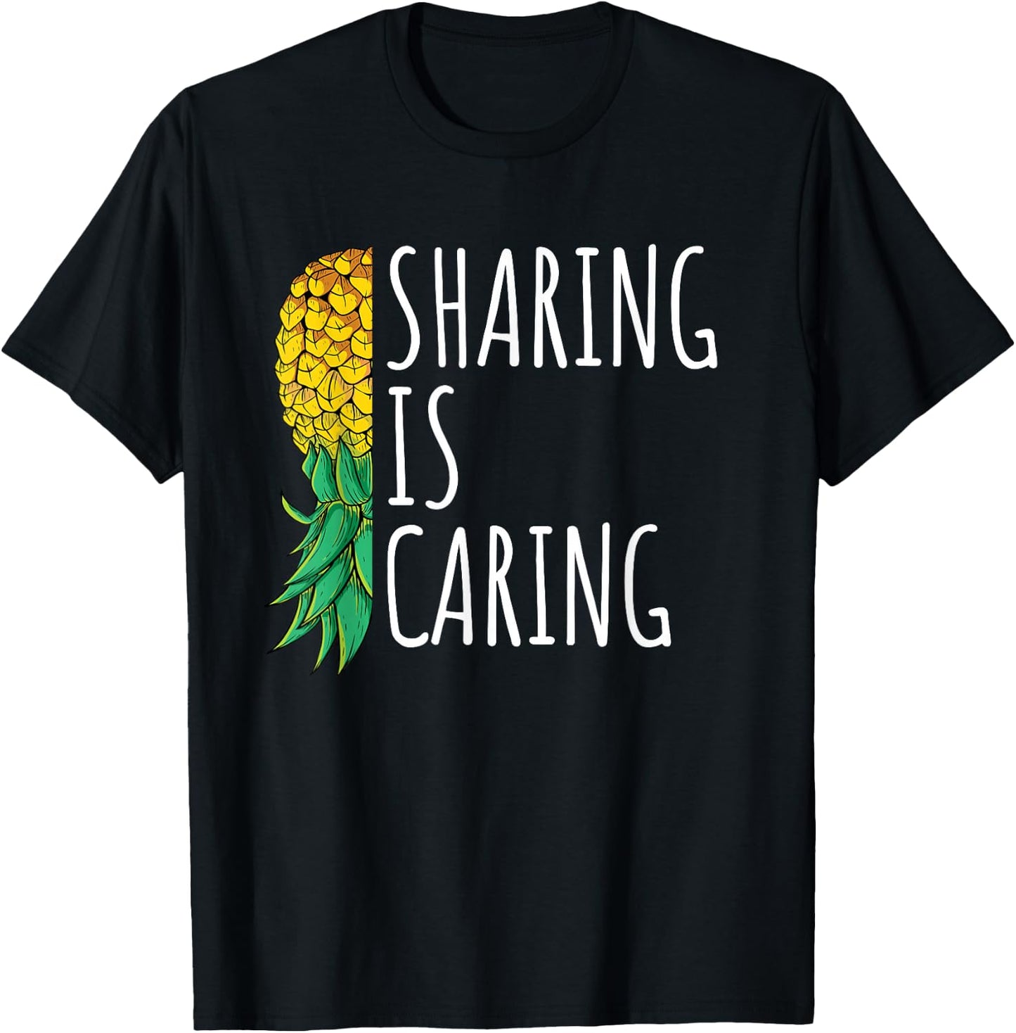 Vintage Sharing is Caring Upside Down Pineapple Swinger T-Shirt - T-Shirt | Black