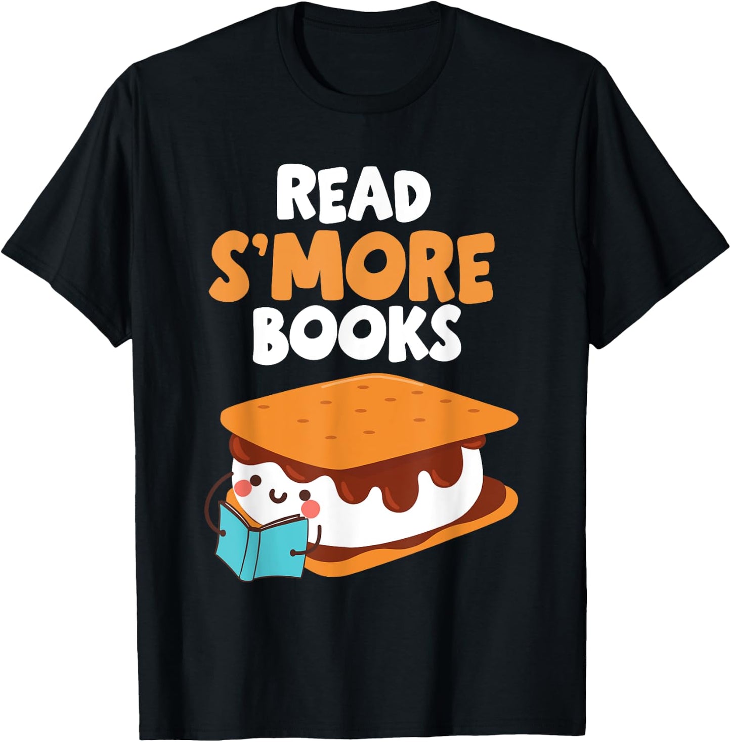 Marshmallow Camping Campfire Funny Read Smore Books T-Shirt - T-Shirt | Black