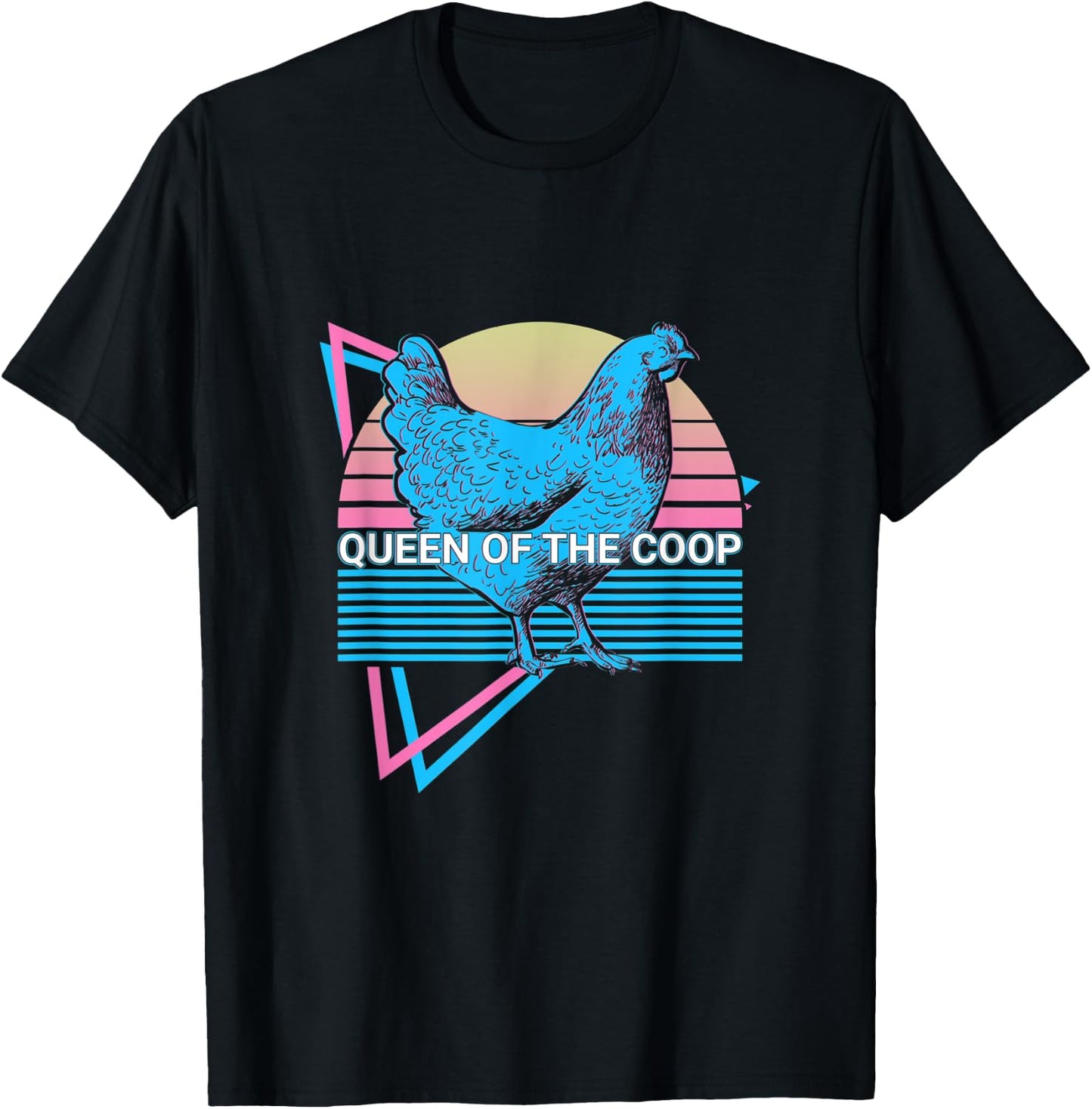 Funny Chicken Retro Queen Of The Coop T-Shirt - T-Shirt | Black