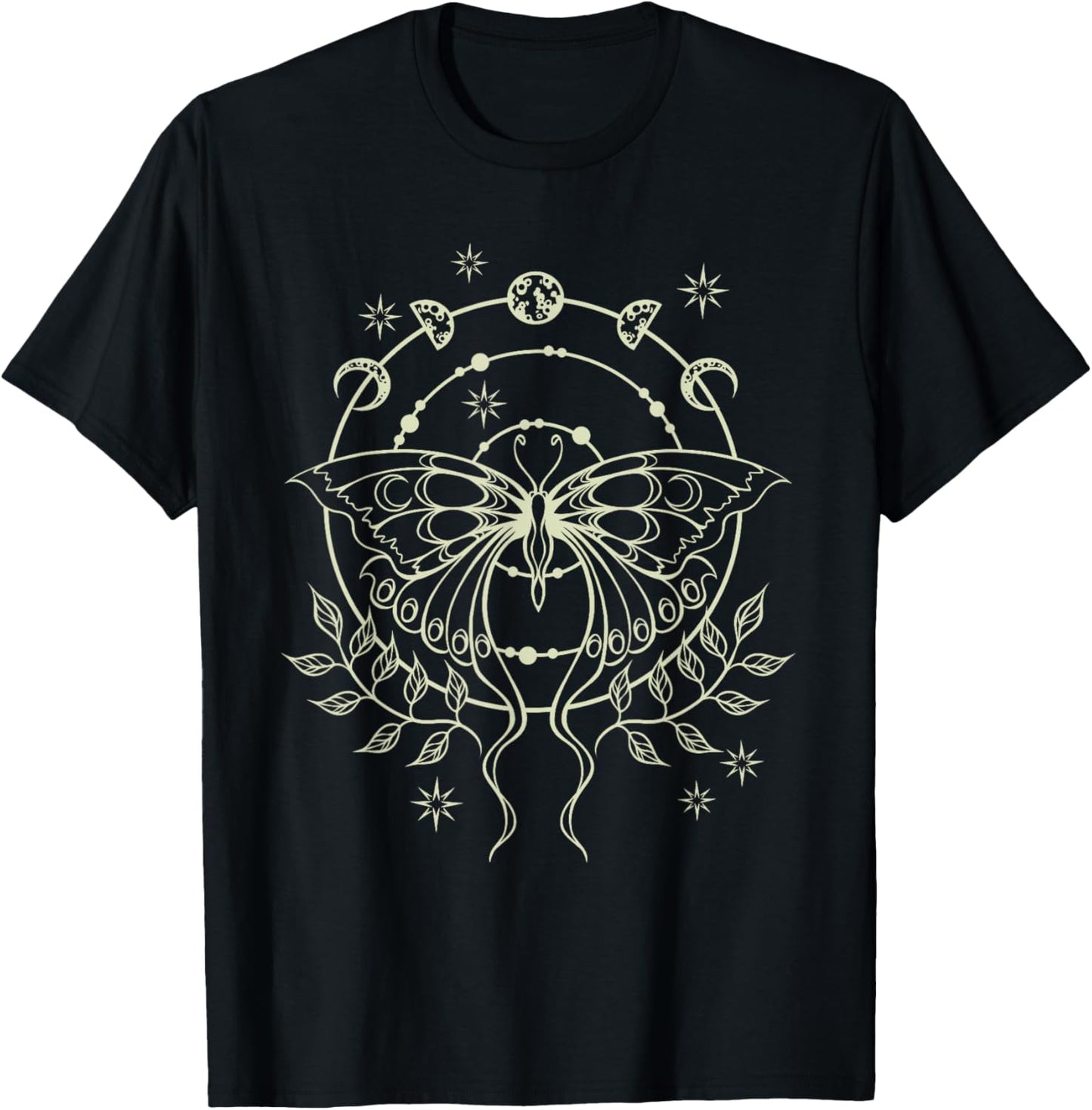 Fairy Grunge Fairycore Alt Emo Moon Phases Goth Moth T-Shirt - T-Shirt | Black