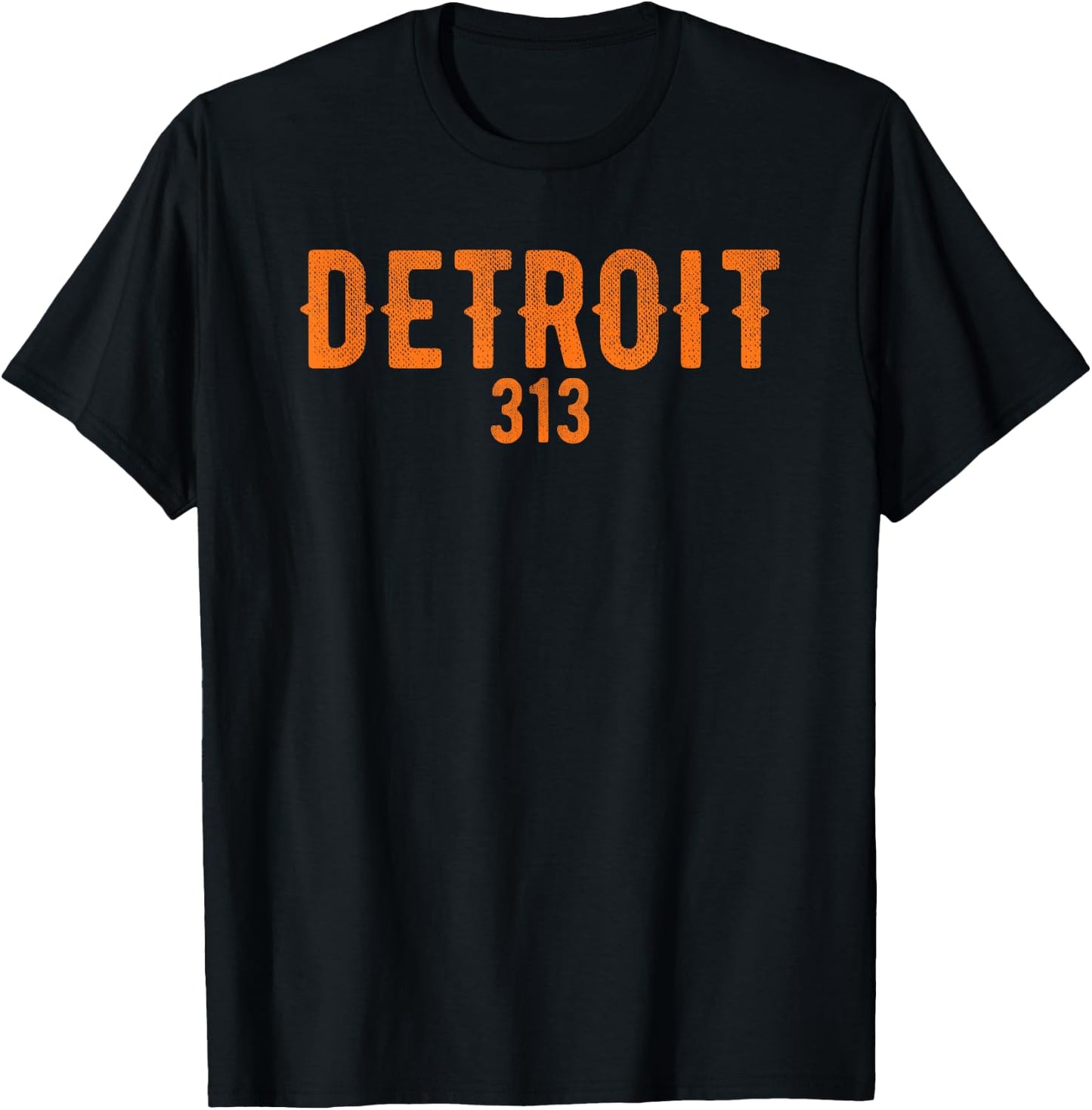 Design Detroit 313 Orange Text Apparel T-Shirt - T-Shirt | Black