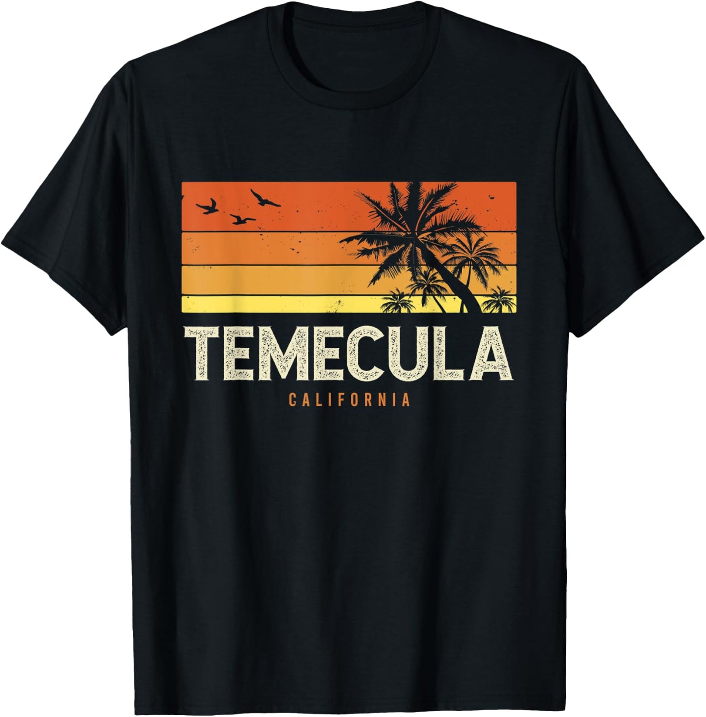 Retro Temecula California CA Vintage Palms Sunset T-Shirt - T-Shirt | Black