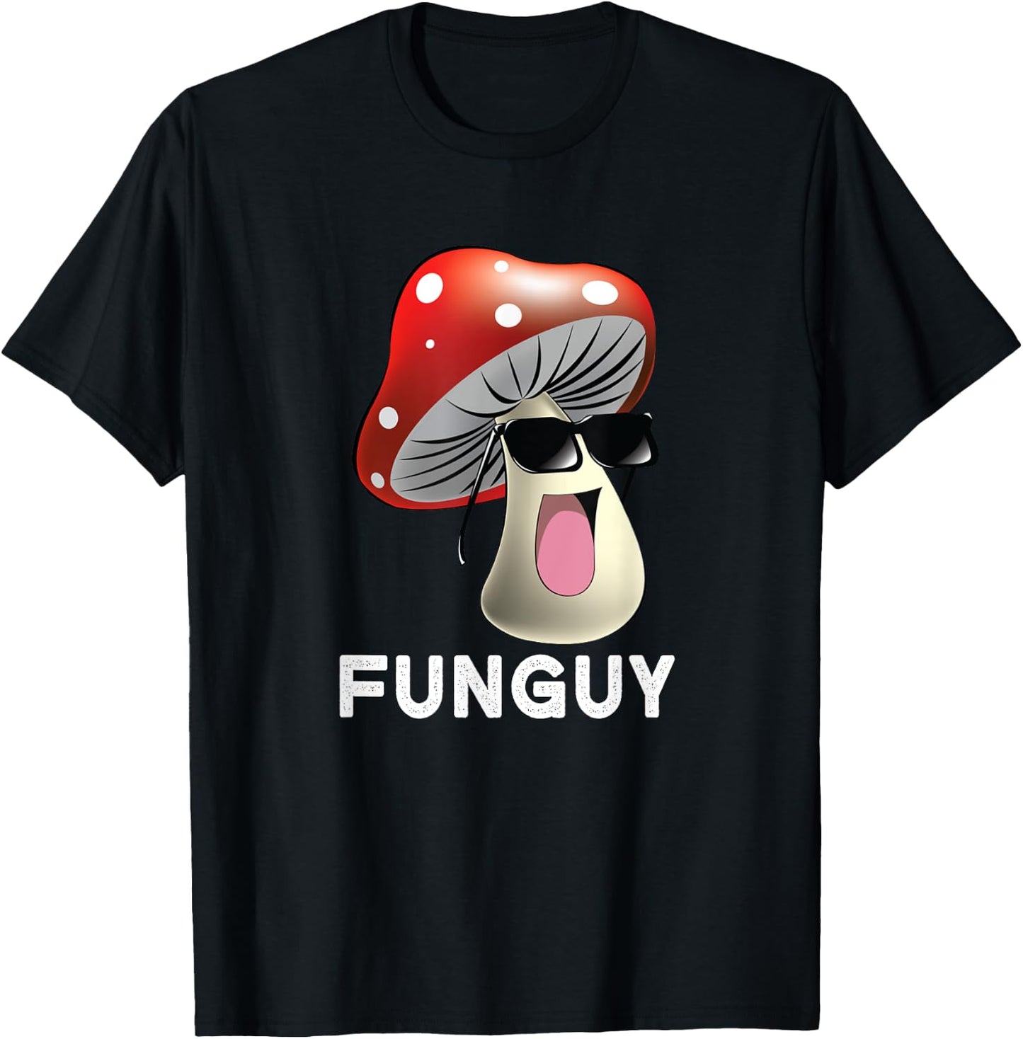 Funguy Funny Fungi Fungus Mushroom Men Funny Guy Vintage T-Shirt - T-Shirt | Black