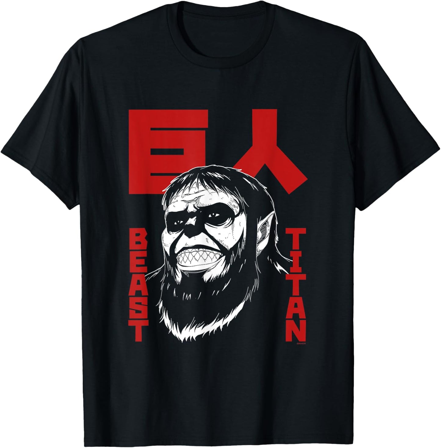 Attack on Titan Season 4 Beast Titan & Large Kanji Anime T-Shirt - T-Shirt | Black
