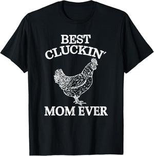 Best Cluckin Mom Ever Chicken Lover Women Girl Farm Retro T-Shirt - T-Shirt | Black