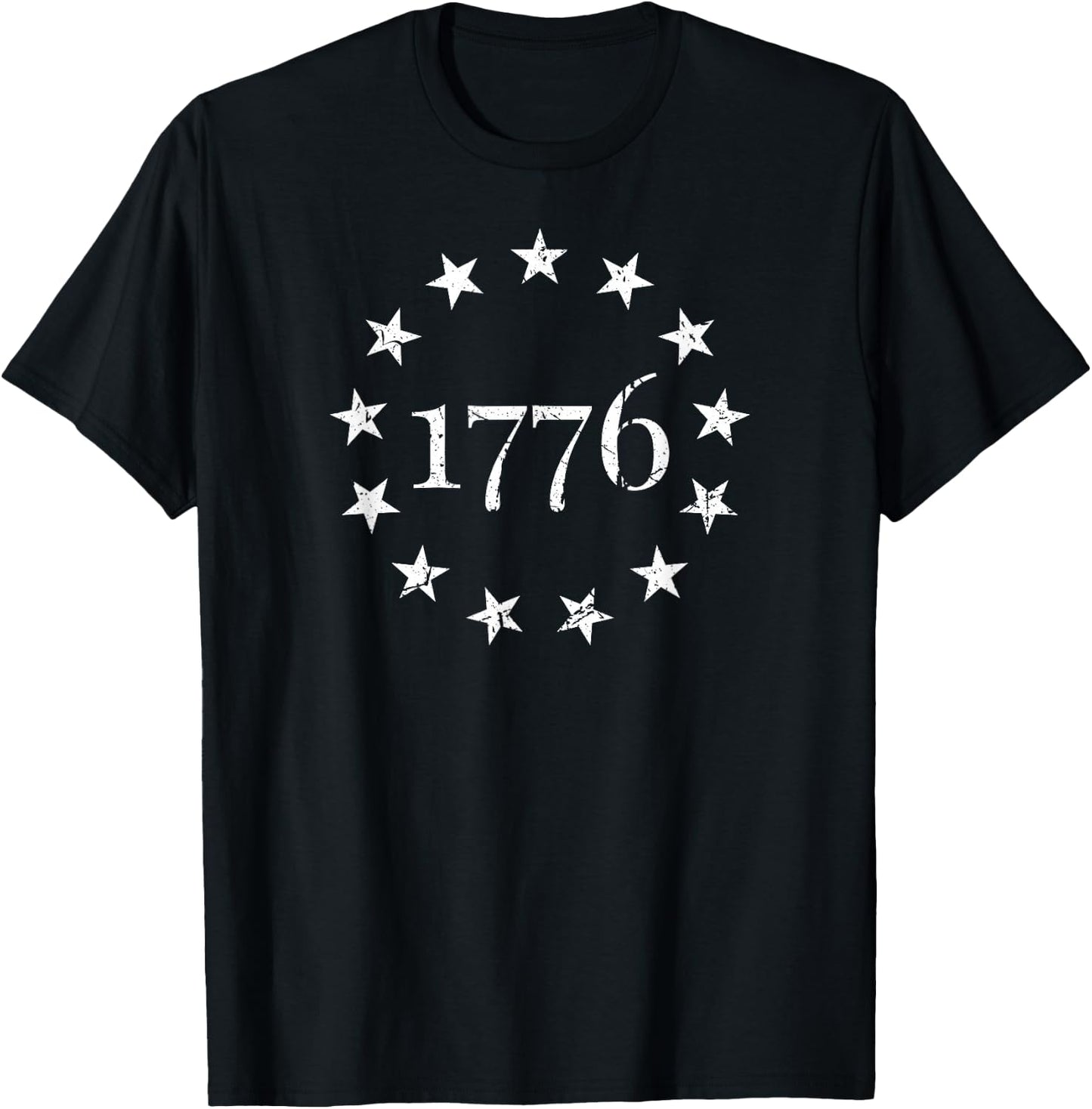 1776 Retro July 4th Stars Flag USA Patriotic Boys Girls T-Shirt - T-Shirt | Black