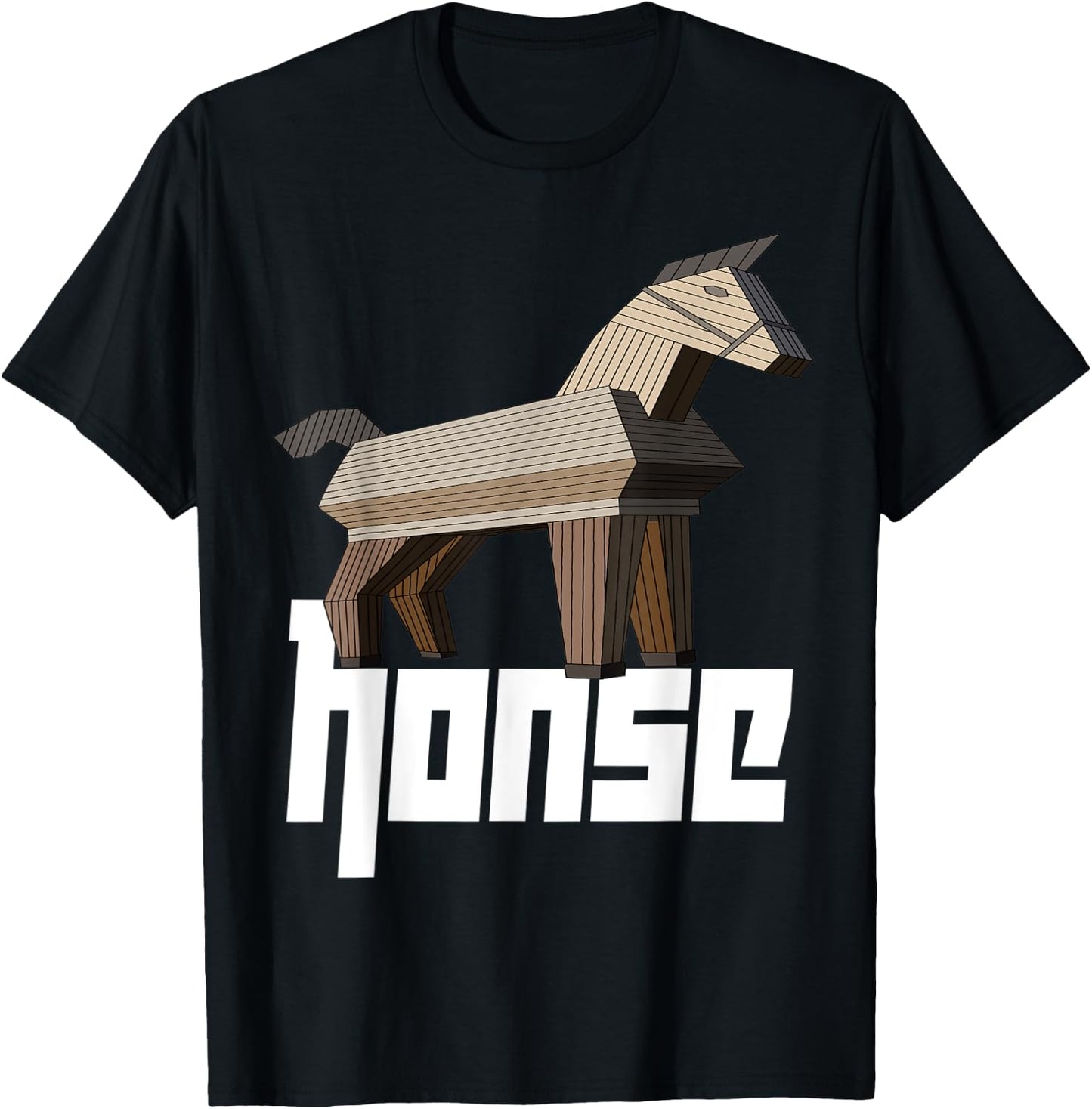 Honse Meme, Funny Wooden Horse T-Shirt - T-Shirt | Black