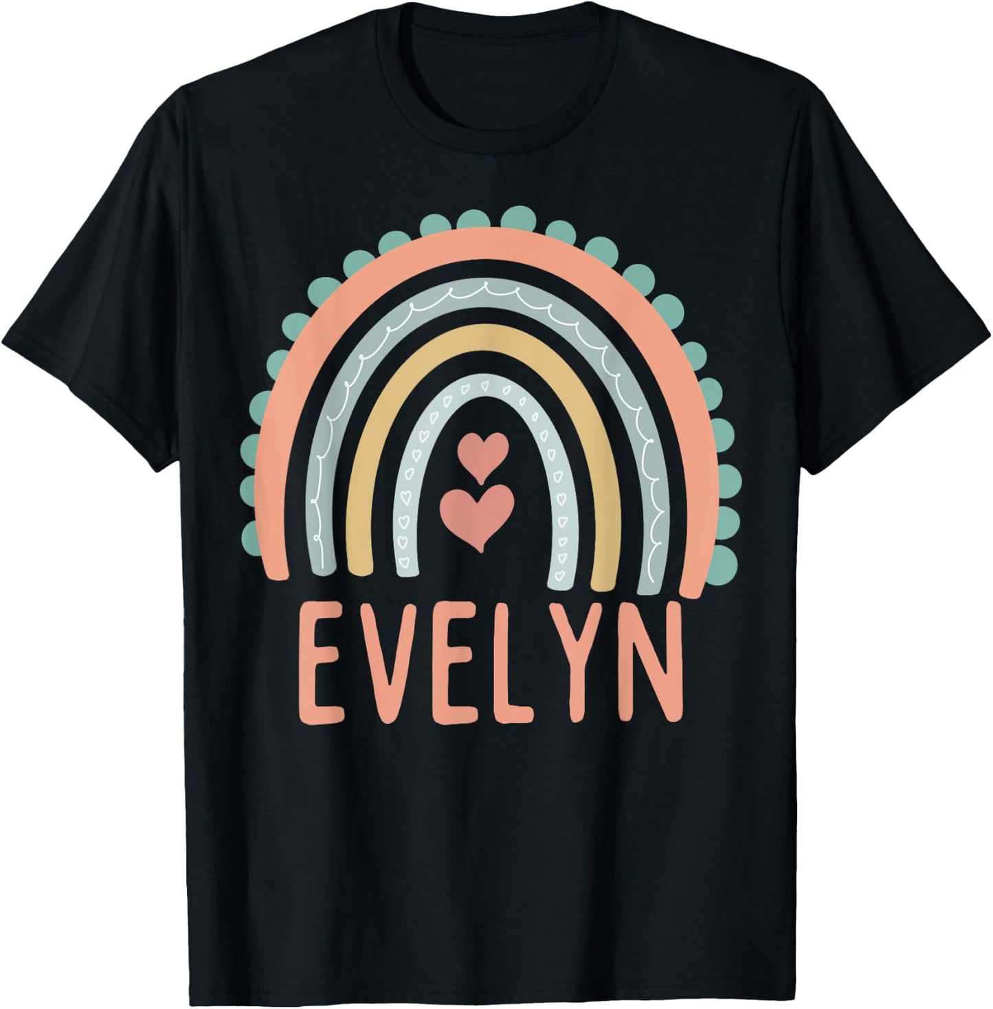 Hello My Name Is EVELYN Rainbow Name Custome Pre-K School T-Shirt - T-Shirt | Black