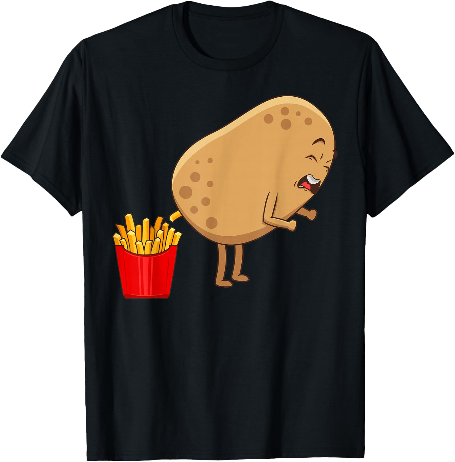 Funny French Fries Designs Women Potato Food Eaters T-Shirt - T-Shirt | Black