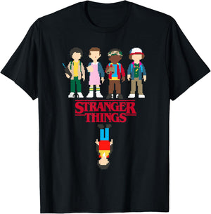 Stranger Things Retro 8-Bit Pixel The Party Upside Down Logo T-Shirt - T-Shirt | Black