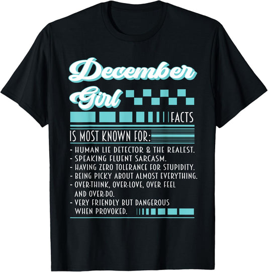 December Girl Outfit Is Most Known Human Lie Detector Facts T-Shirt - T-Shirt | Black