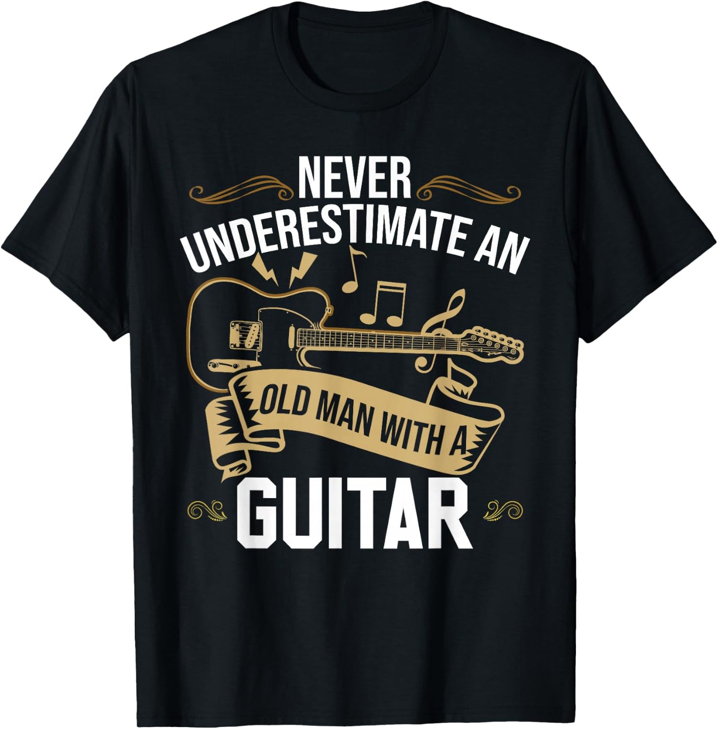 Guitarist Guitar Old Men Guitar T-Shirt - T-Shirt | Black