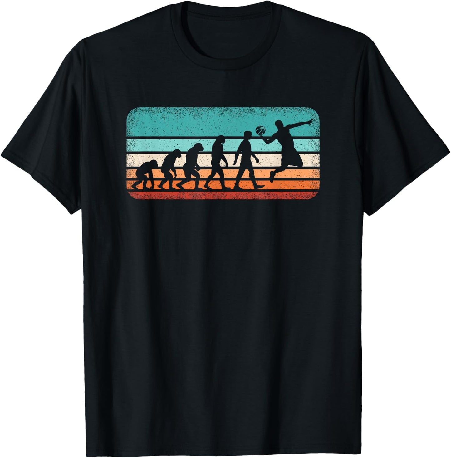 Funny Basketball Evolution Retro Basketball Player T-Shirt - T-Shirt | Black