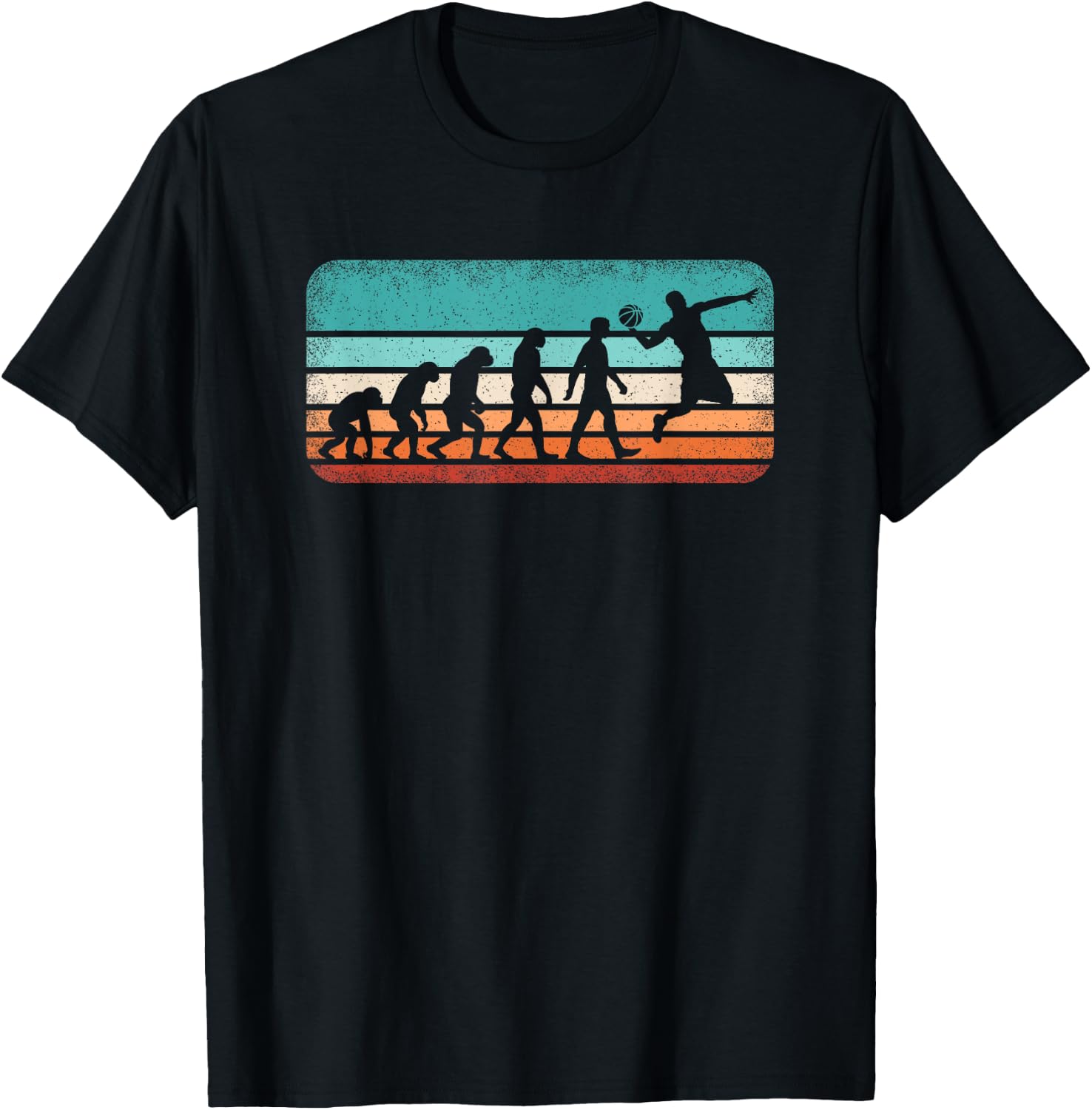Funny Basketball Evolution Retro Basketball Player T-Shirt - T-Shirt | Black
