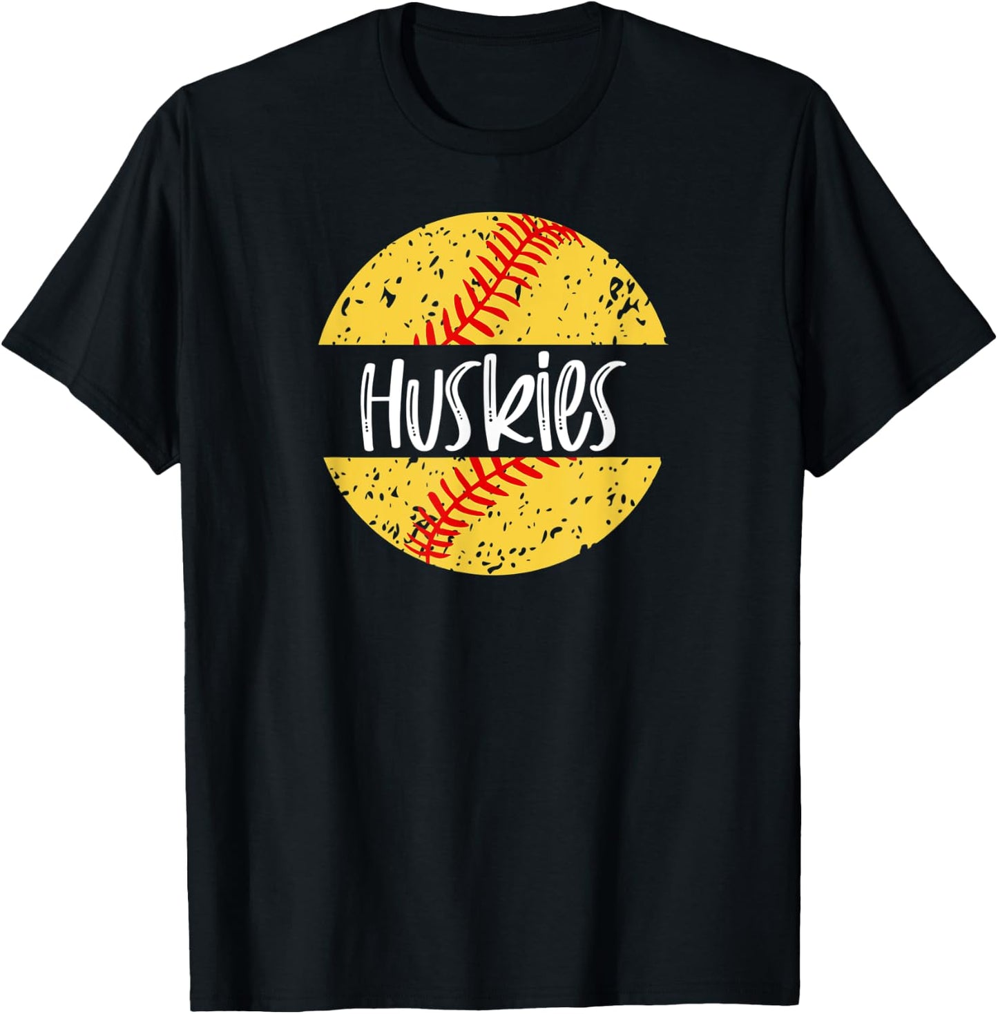 Huskies Softball Team Mascot School Spirit Game Day T-Shirt - T-Shirt | Black