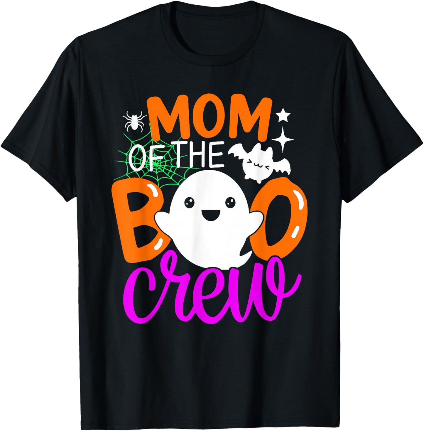 Mom Of The Boo Crew Funny Halloween Family Matching T-Shirt - T-Shirt | Black