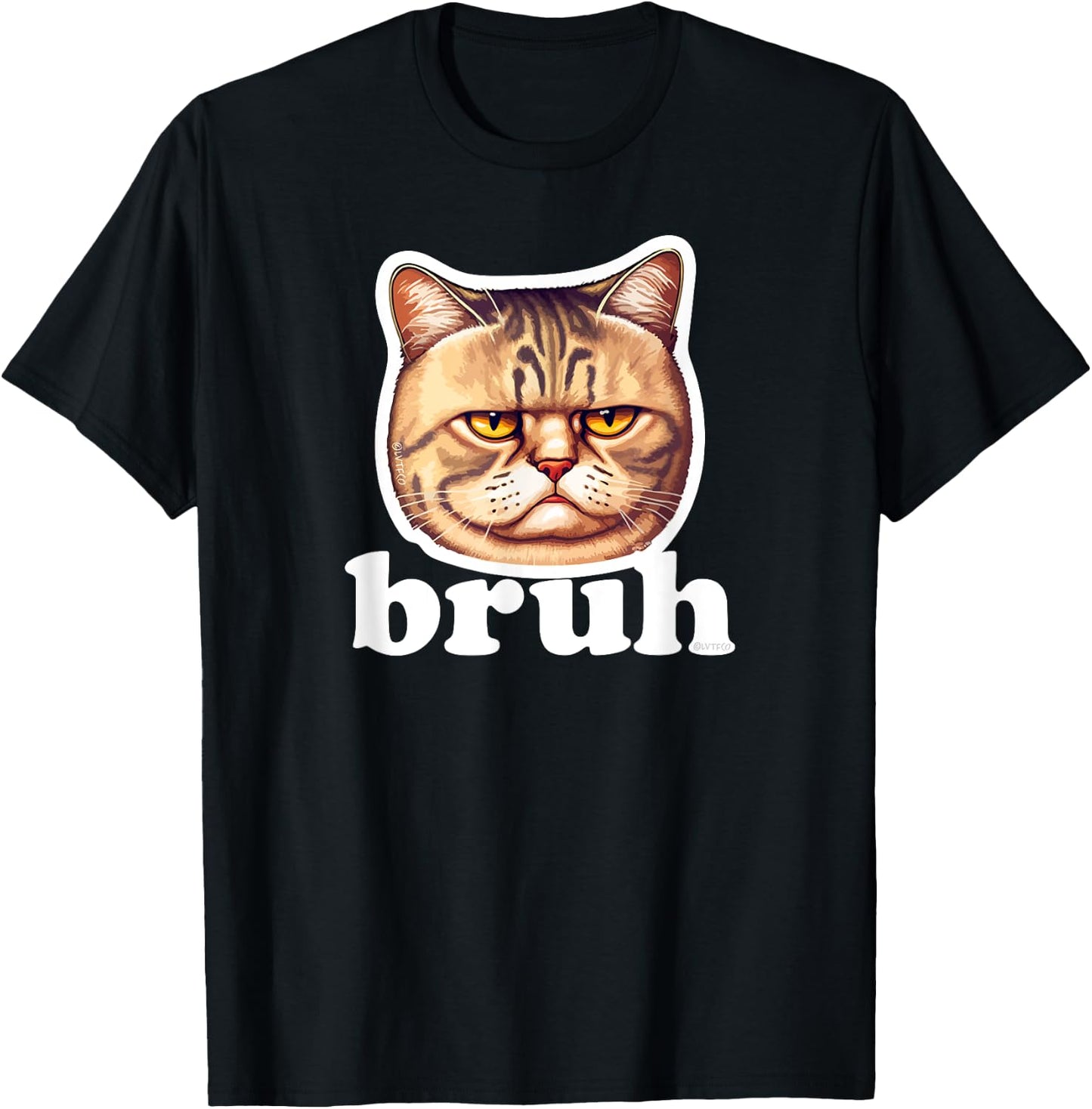Cute Cat says Bruh – Adorable Pet Cat Funny Humor Men Women Kids T-Shirt - T-Shirt | Black