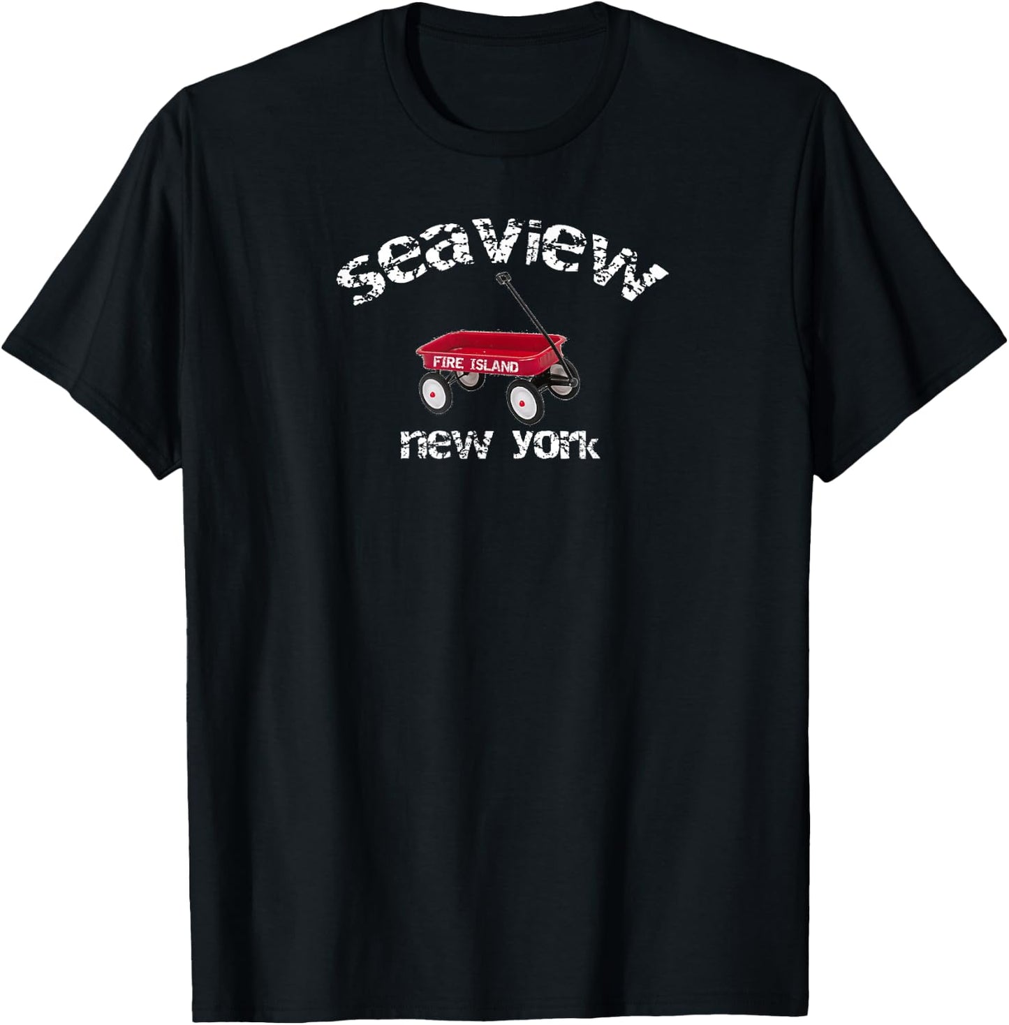 SEAVIEW Fire Island red wagon summer beach vacation T-Shirt - T-Shirt | Black
