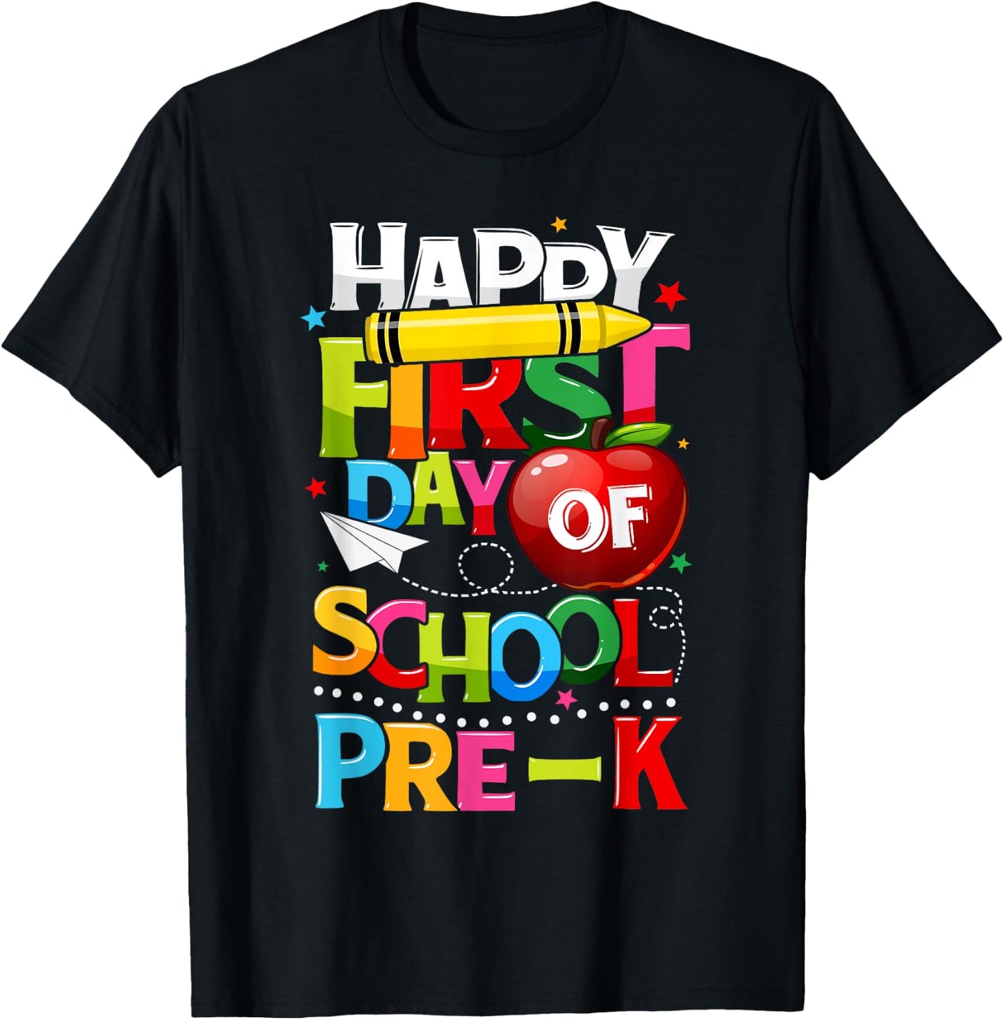 Happy First Day Of Pre-K Welcome Back To School Teacher Kids T-Shirt - T-Shirt | Black