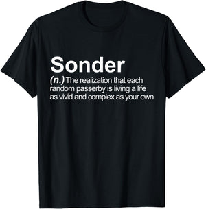 Sonder Funny Word Definition Vocabulary Typewriter Poetry Ah T-Shirt - T-Shirt | Black