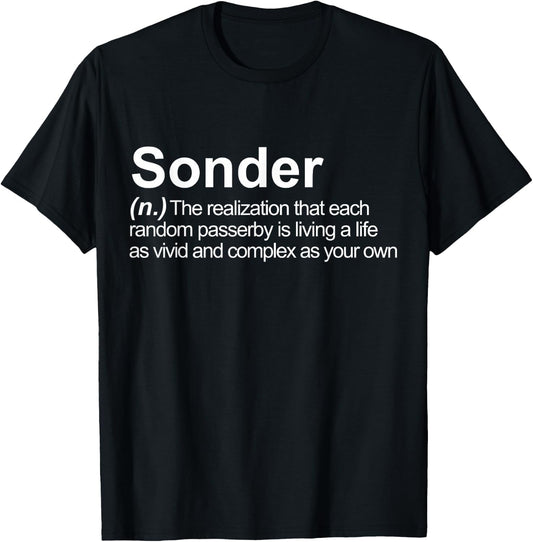 Sonder Funny Word Definition Vocabulary Typewriter Poetry Ah T-Shirt - T-Shirt | Black