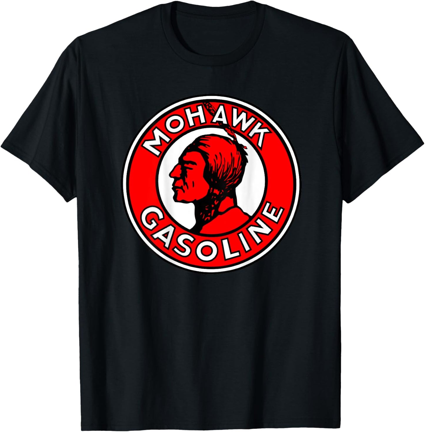 Back Print Only Retro Vintage Gas Station Mohawk Gasoline T-Shirt - T-Shirt | Black