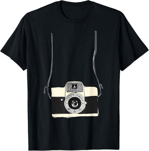 Fake Tourist Camera Holiday Vacation Photographer Funny T-Shirt - T-Shirt | Black
