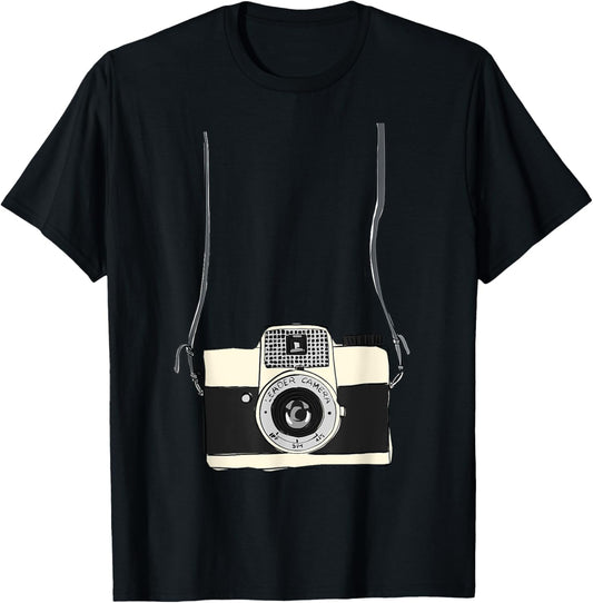 Fake Tourist Camera Holiday Vacation Photographer Funny T-Shirt - T-Shirt | Black