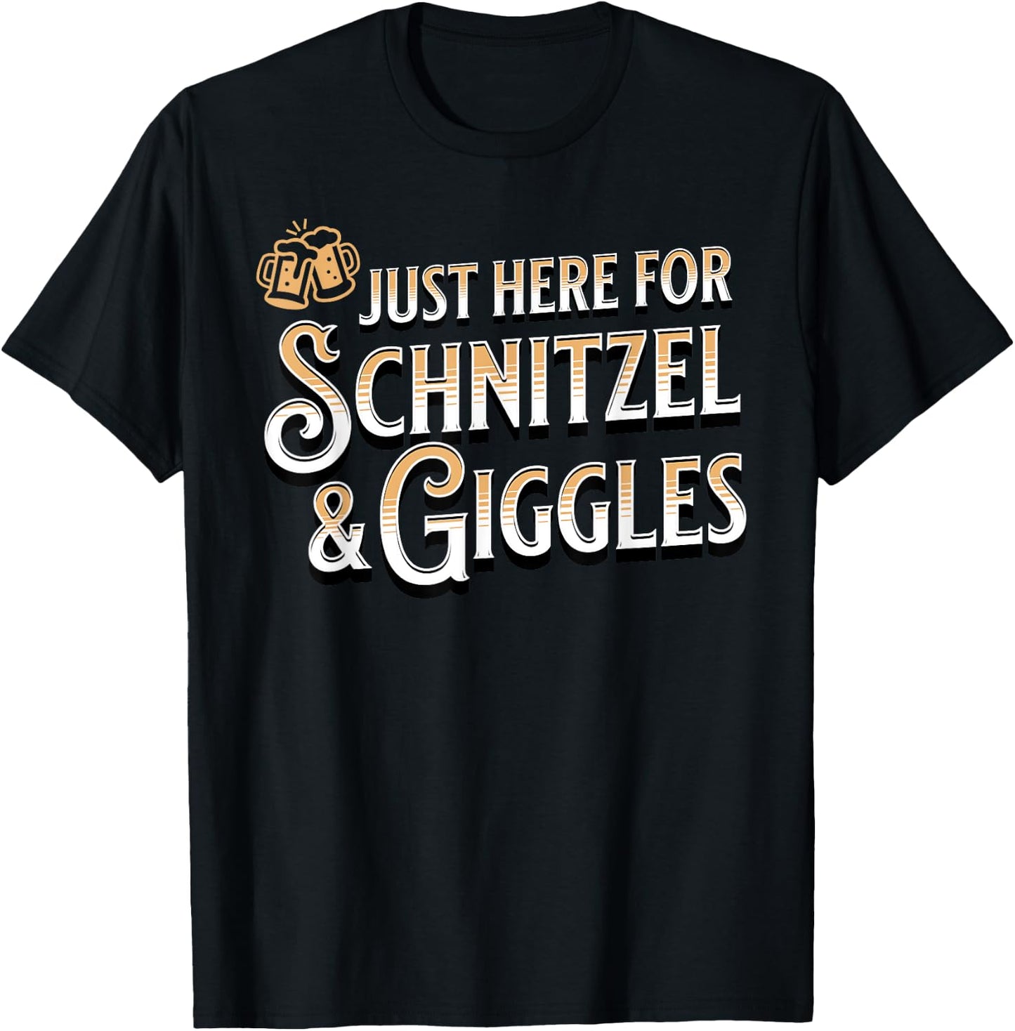 German Beer Just Here For Schnitzel & Giggles Oktoberfest T-Shirt - T-Shirt | Black
