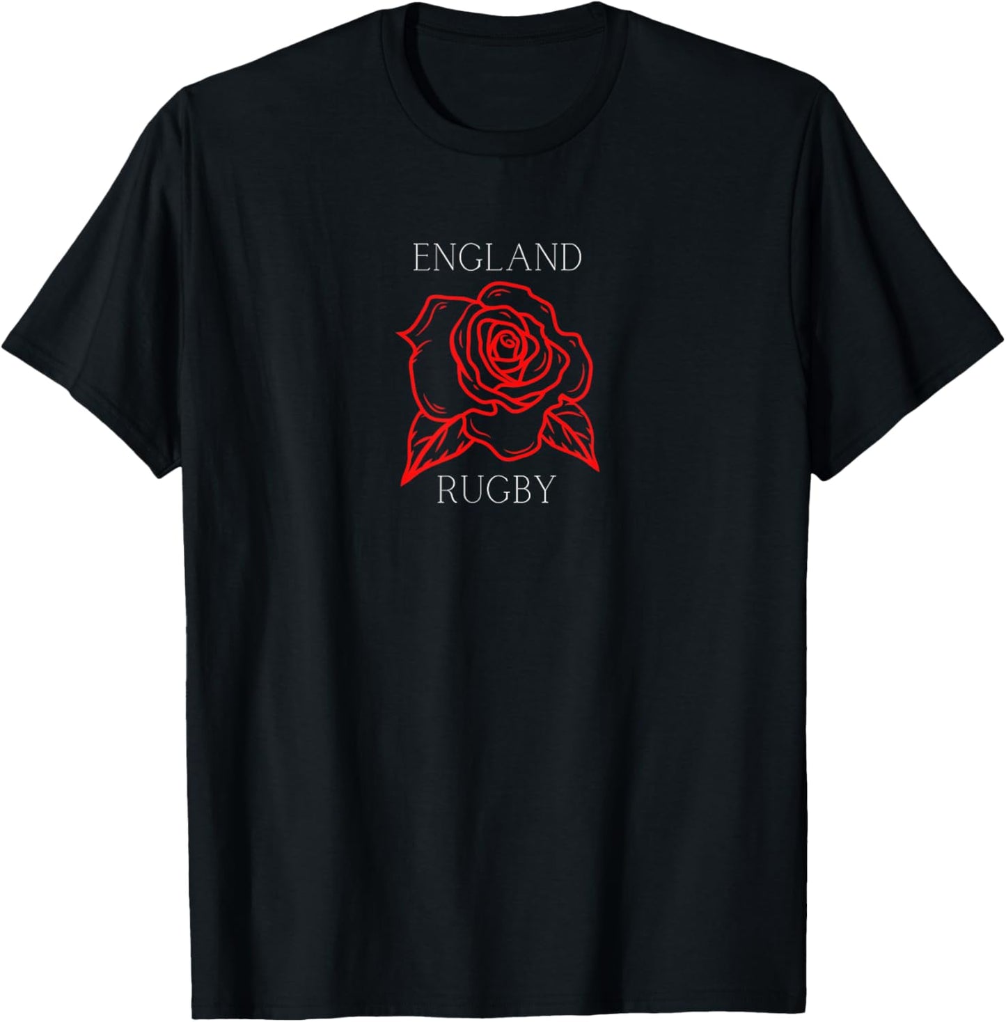 Historic Designs England Rugby Rose - England Rugby Football Top T-Shirt - T-Shirt | Black