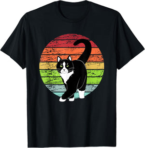Retro Black Tuxedo Cat Lover Cat Kitty Lover - Green Eyes Women Kids T-Shirt - T-Shirt | Black