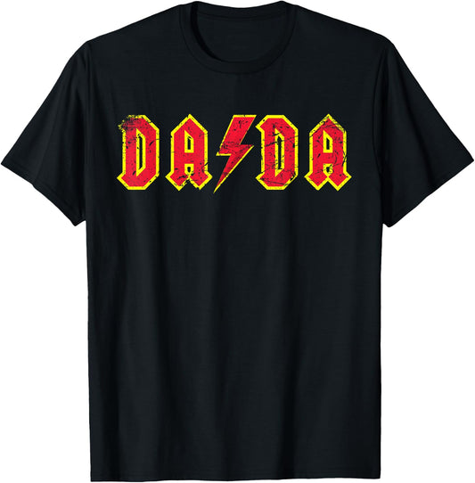 Dada Rocks: Rock and Roll Father's Day New Dads Distressed T-Shirt - T-Shirt | Black