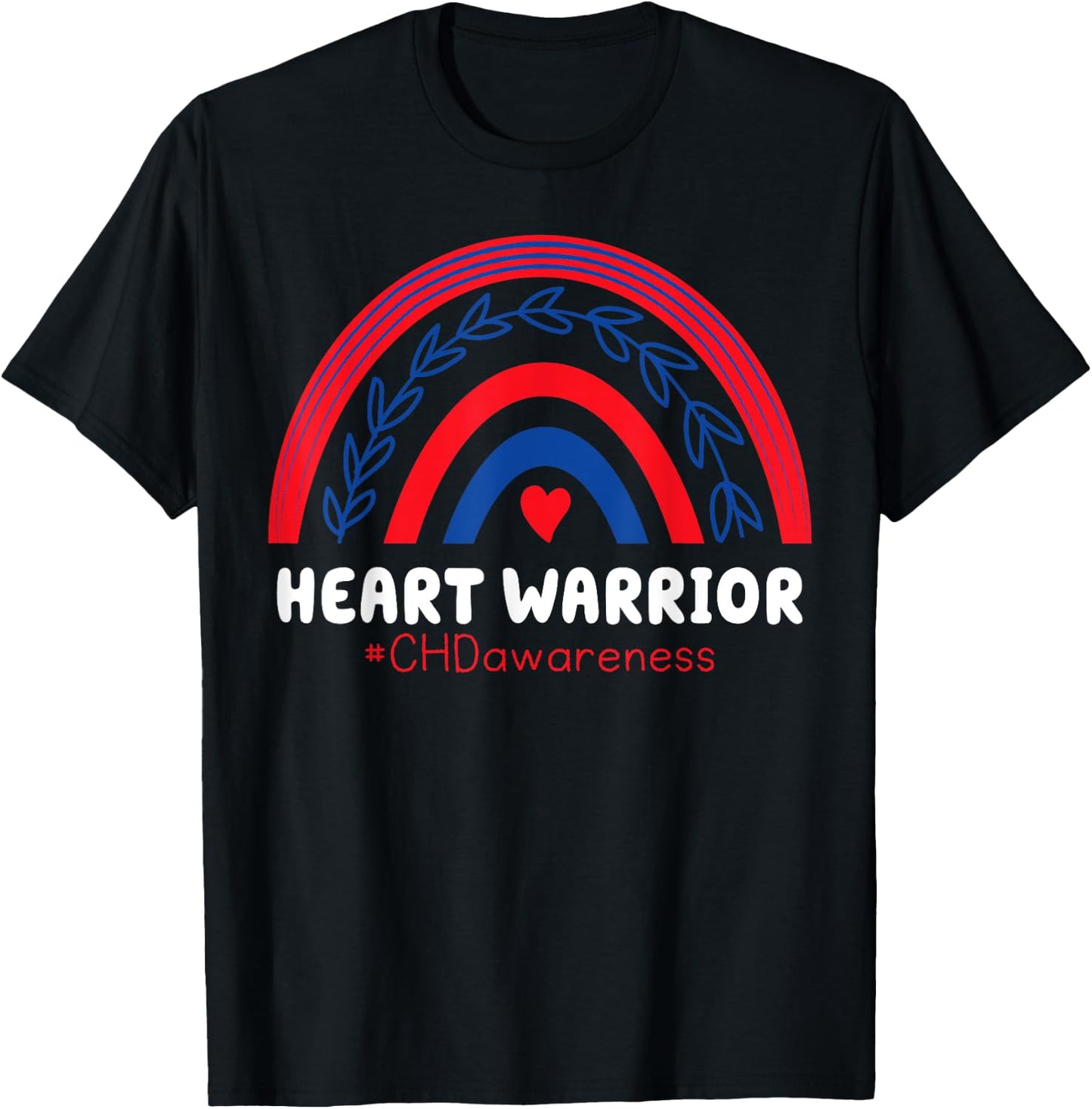 CHD Warrior Red & Blue Rainbow Heart Disease Awareness T-Shirt - T-Shirt | Black