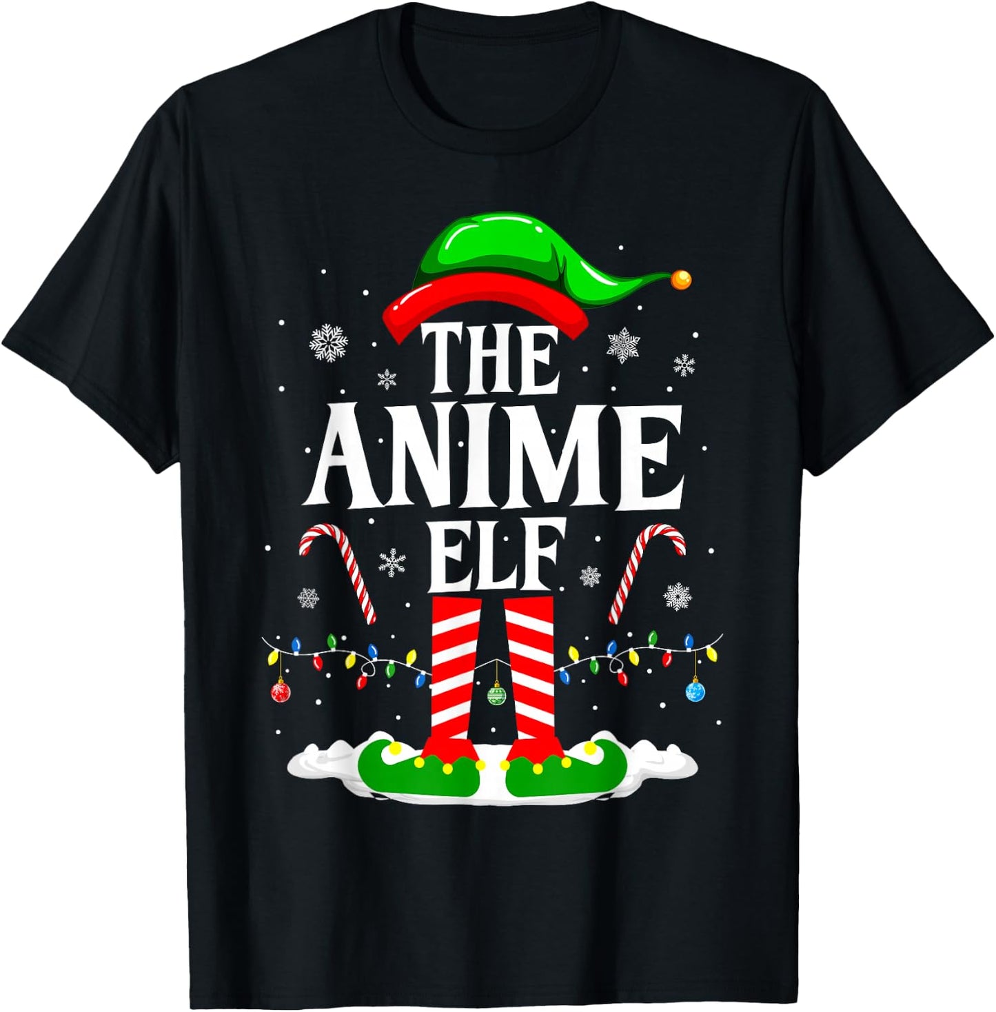 The Anime Elf Matching Family Xmas Funny Anime Christmas T-Shirt - T-Shirt | Black