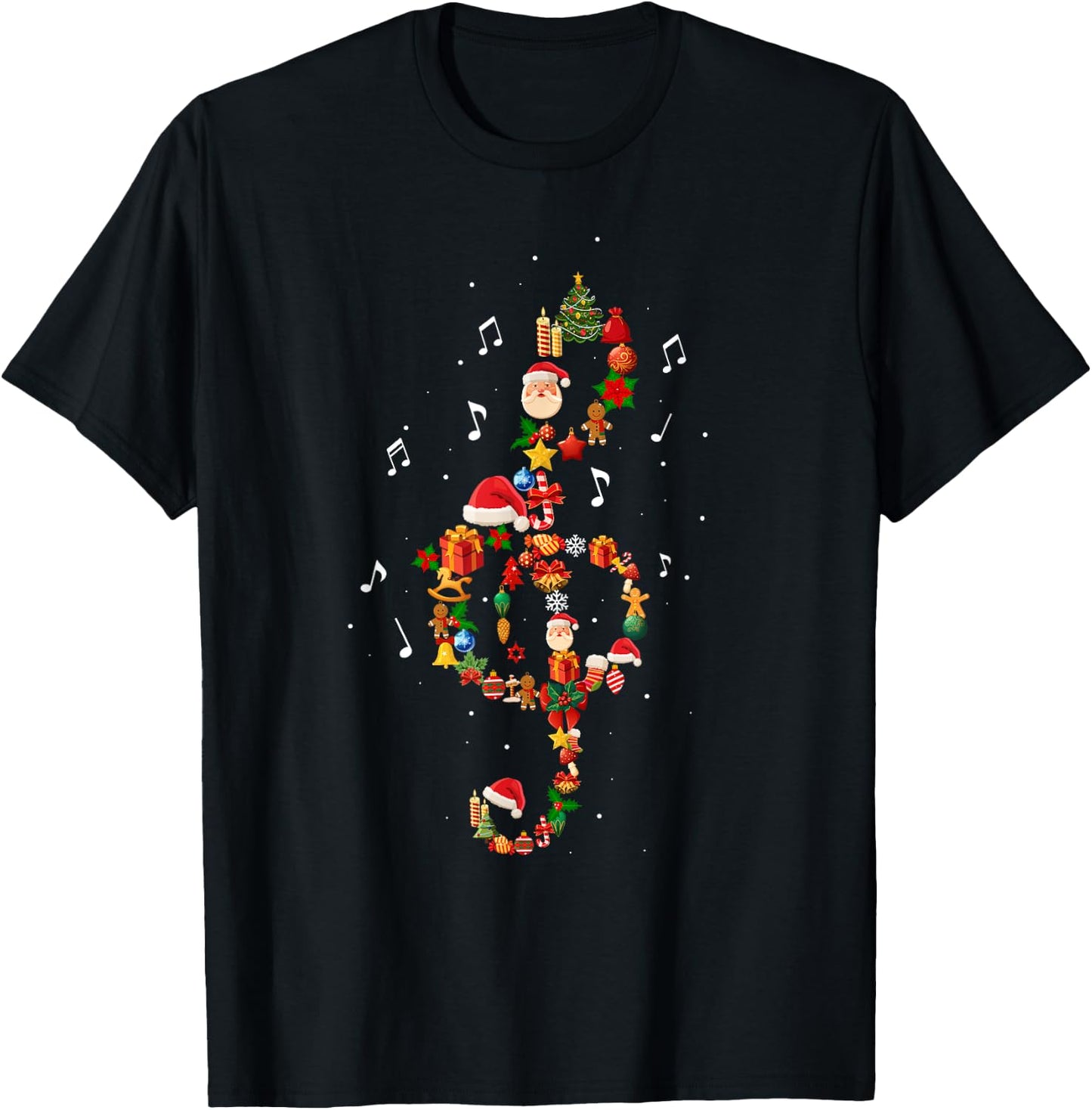 Christmas Musical Note Music Lover Teacher Sing Carols Jesus T-Shirt - T-Shirt | Black