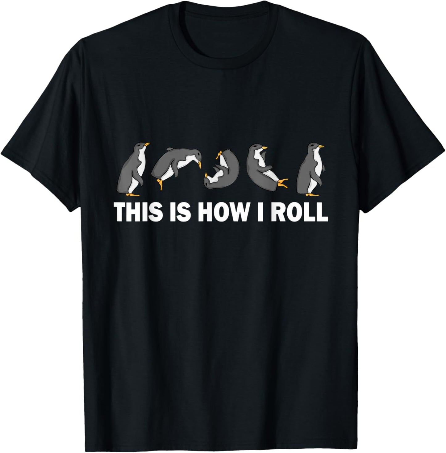 Cute Penguin Kids This Is How I Roll Funny Penguin T-Shirt - T-Shirt | Black